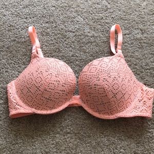 Orange lace detail bra